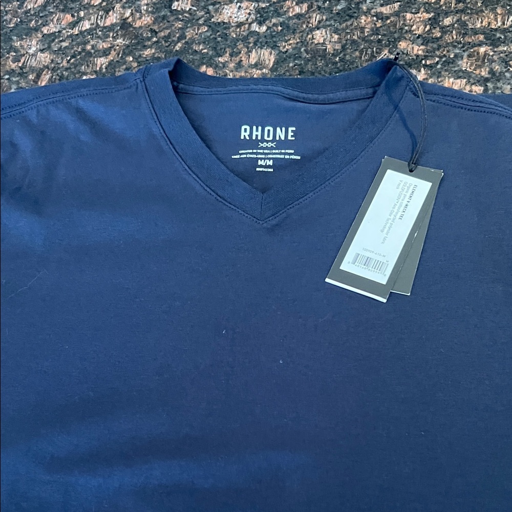 RHONE Men's Classic Blue V-Neck Tee